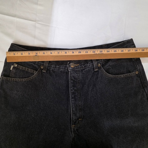 Vintage LL Bean Jeans Mens 35X31 Black‎ Denim Fleece Lined Straight Leg 90s - Picture 9 of 13